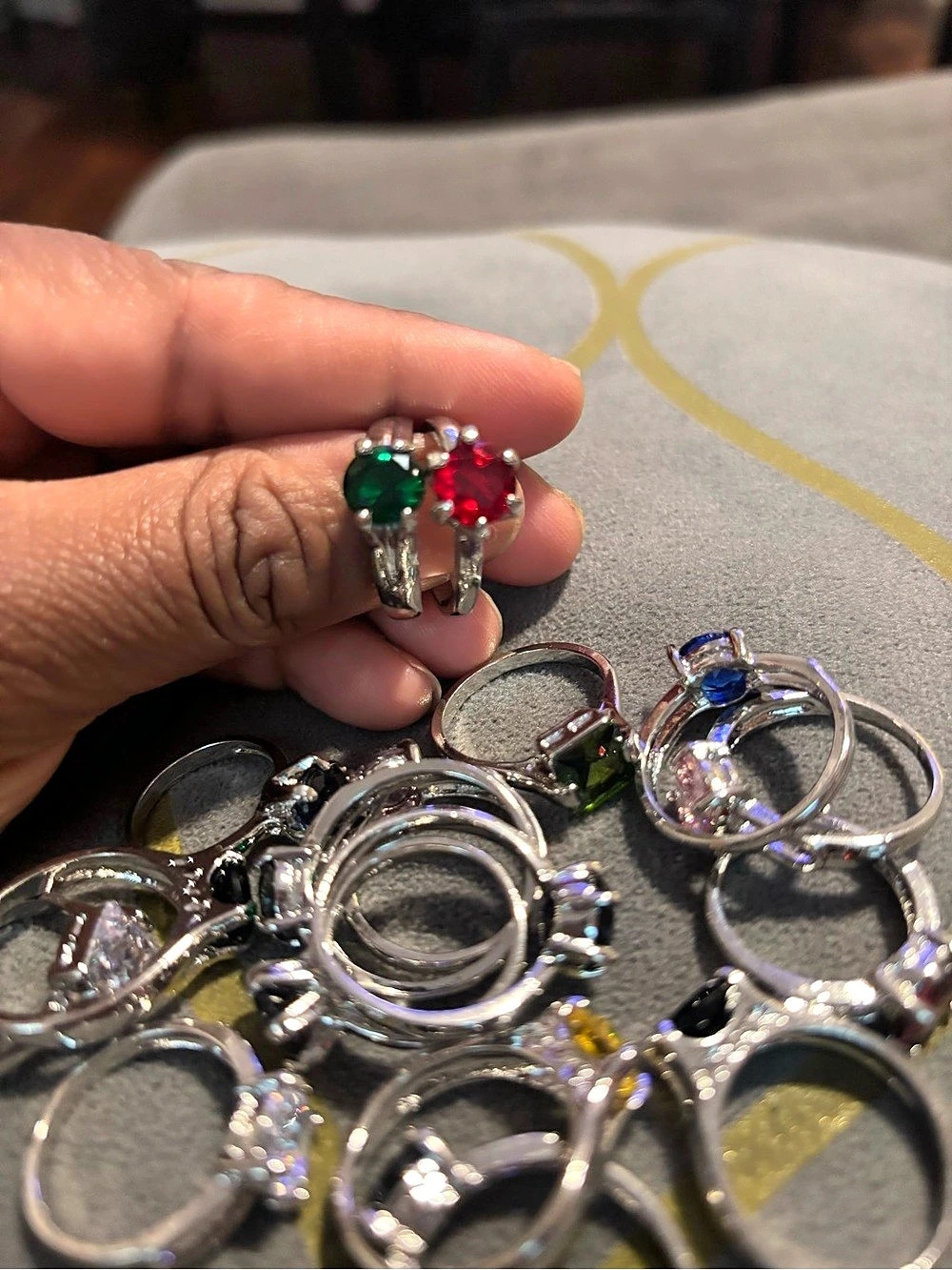 Green & Red Gemstone Rings - Picture 4 of 5